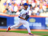 New York Mets starting pitcher Jose Quintana #62 throws during the first inning in Game 4 of a baseball NL Division Series against the Phila...