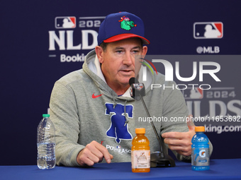 Philadelphia Phillies Manager Rob Thomson #59 speaks to the media during a press conference in Game 4 of a baseball NL Division Series again...