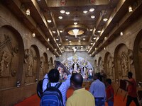 A community puja pandal is present during the Durga Puja festival in Guwahati, India, on October 9, 2024. (