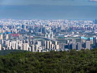 An aerial photo shows the Beijing city skyline in Beijing, China, on September 21, 2024. (