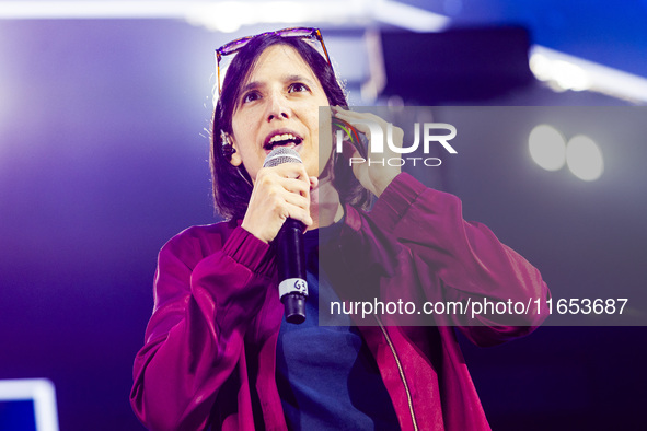 Elly Schlain performs live with Articolo 31 at Unipol Forum in Milano, Italy, on October 9, 2024 