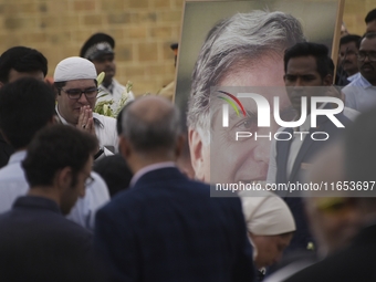 People gather to pay tribute to the mortal remains of Indian industrialist Ratan Tata at the National Centre for the Performing Arts (NCPA)...