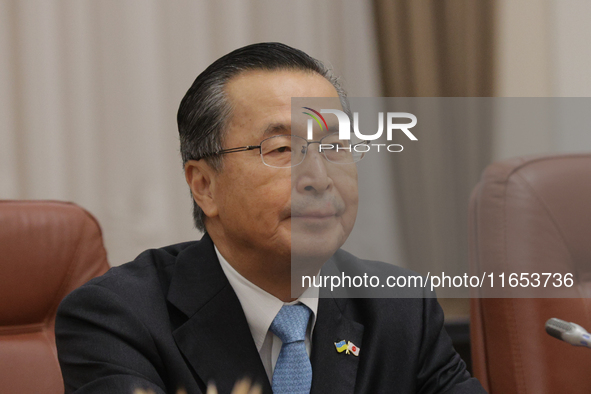 Chairman of the Independent Administrative Agency, the Japan External Trade Organization (JETRO), Ishiguro Norihiko, is seen during the meet...