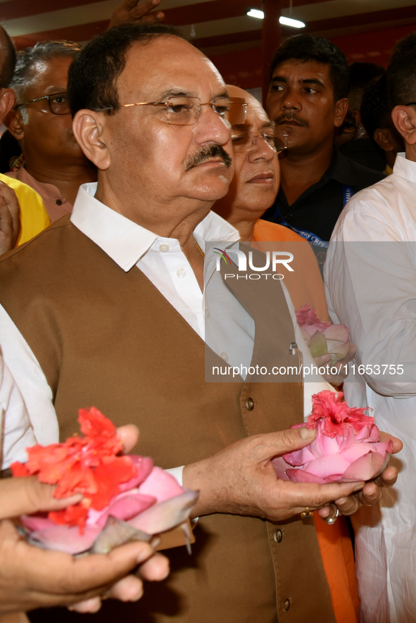 Union Minister and BJP National President Shri Jagat Prakash Nadda visits the Belur Math and offers puja during the Durga Puja Festival in B...