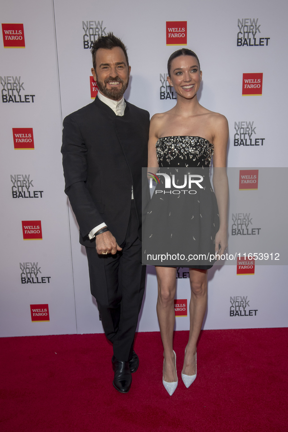 Justin Theroux and Nicole Brydon Bloom attend the New York City Ballet 2024 Fall Fashion Gala at David H. Koch Theater at Lincoln Center in...