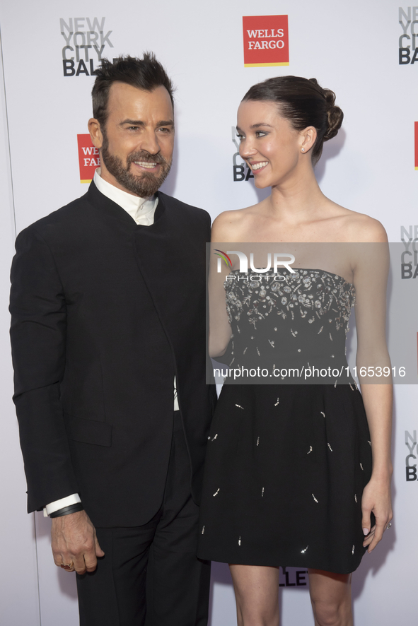 Justin Theroux and Nicole Brydon Bloom attend the New York City Ballet 2024 Fall Fashion Gala at David H. Koch Theater at Lincoln Center in...