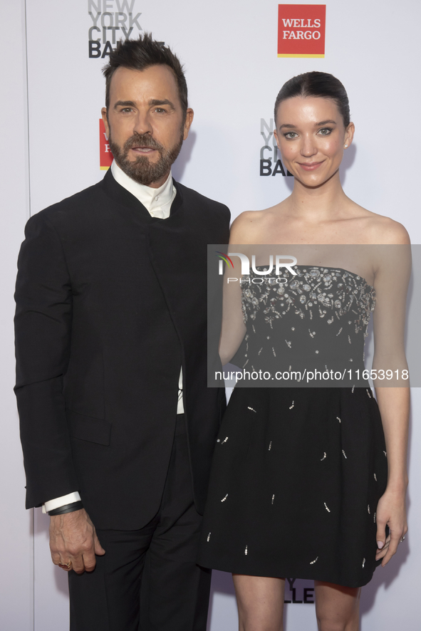 Justin Theroux and Nicole Brydon Bloom attend the New York City Ballet 2024 Fall Fashion Gala at David H. Koch Theater at Lincoln Center in...