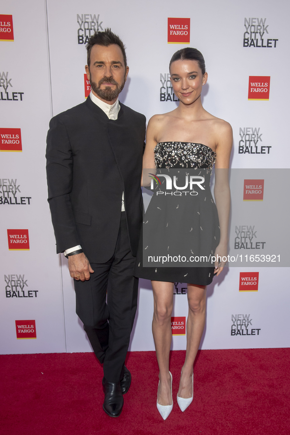 Justin Theroux and Nicole Brydon Bloom attend the New York City Ballet 2024 Fall Fashion Gala at David H. Koch Theater at Lincoln Center in...