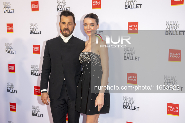 Justin Theroux and Nicole Brydon Bloom attend the New York City Ballet 2024 Fall Fashion Gala at David H. Koch Theater at Lincoln Center in...