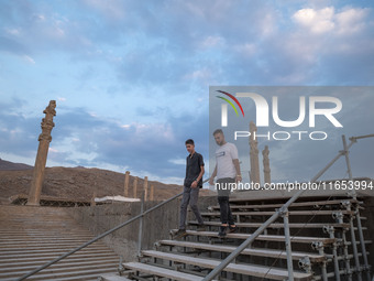 Iranian youths visit the Persepolis historical site near the city of Shiraz in Fars province, about 932 km (579 miles) south of Tehran, Iran...