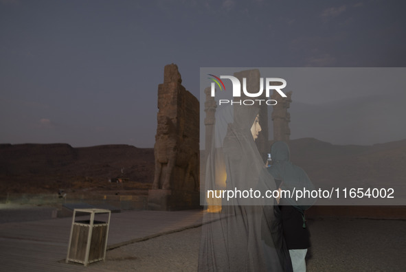 A veiled Iranian woman visits the Persepolis historical site near the city of Shiraz in Fars province, about 932 km (579 miles) south of Teh...