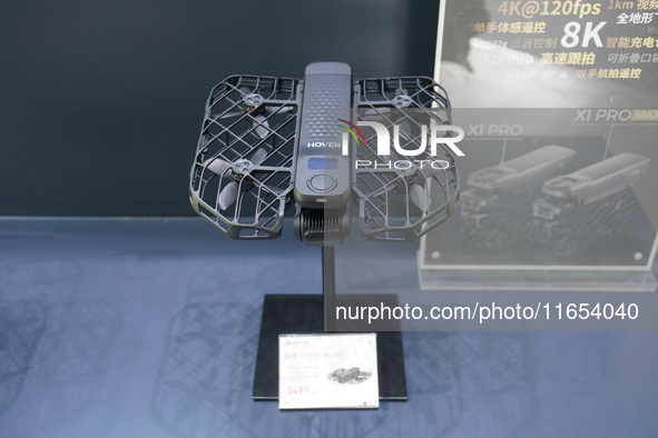 Drone products are displayed at the International Consumer Electronics Show in Shanghai, China, on October 10, 2024. 