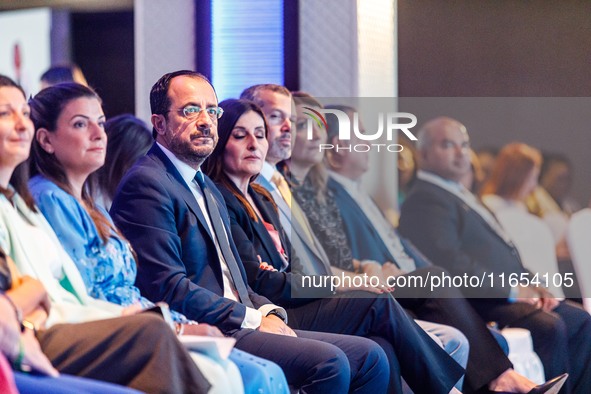 President of Cyprus Nikos Christodoulides is seen during the conference in Limassol, Cyprus, on October 10, 2024. The Wista International AG...