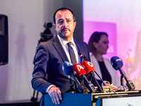 President of Cyprus Nikos Christodoulides gives his speech during the conference in Limassol, Cyprus, on October 10, 2024. The Wista Interna...