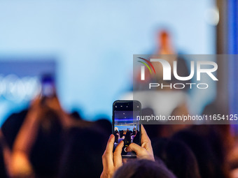 President of Cyprus Nikos Christodoulides gives his speech during the conference in Limassol, Cyprus, on October 10, 2024. The Wista Interna...