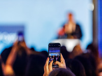 President of Cyprus Nikos Christodoulides gives his speech during the conference in Limassol, Cyprus, on October 10, 2024. The Wista Interna...