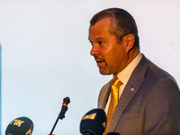 IMO Secretary-General Arsenio Dominguez gives his speech during the conference in Limassol, Cyprus, on October 10, 2024. The Wista Internati...