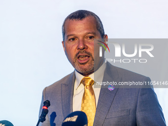 IMO Secretary-General Arsenio Dominguez gives his speech during the conference in Limassol, Cyprus, on October 10, 2024. The Wista Internati...