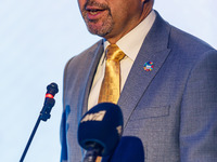 IMO Secretary-General Arsenio Dominguez gives his speech during the conference in Limassol, Cyprus, on October 10, 2024. The Wista Internati...