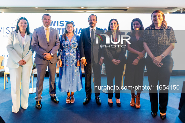 From left to right, a group photo shows WISTA Cyprus President Natalia Bury Loyal, IMO Secretary-General Arsenio Dominguez, WISTA Internatio...