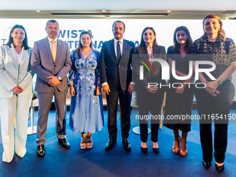 From left to right, a group photo shows WISTA Cyprus President Natalia Bury Loyal, IMO Secretary-General Arsenio Dominguez, WISTA Internatio...