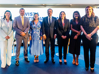 From left to right, a group photo shows WISTA Cyprus President Natalia Bury Loyal, IMO Secretary-General Arsenio Dominguez, WISTA Internatio...