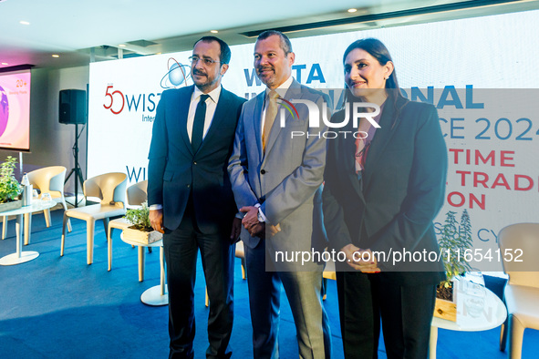 A group photo shows IMO Secretary-General Arsenio Dominguez (center), President of Cyprus Nikos Christodoulides (left), and Deputy Minister...