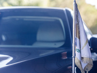 A Cyprus flag is on the Presidential car in Limassol, Cyprus, on October 10, 2024. The Wista International AGM & Conference 2024 takes place...