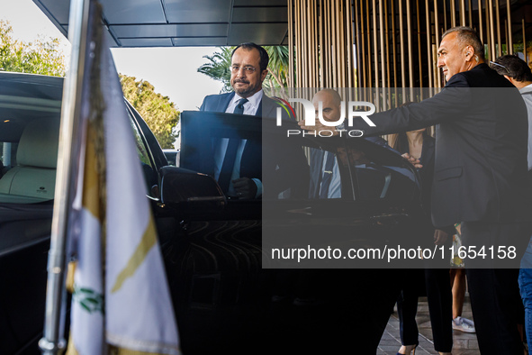 President of Cyprus Nikos Christodoulides enters his car while leaving the conference in Limassol, Cyprus, on October 10, 2024. The Wista In...