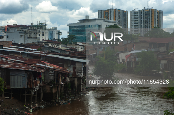 The atmosphere in a densely populated corner of Medan City, located by the banks of the Deli River in North Sumatra, Indonesia, on October 1...