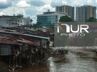 The atmosphere in a densely populated corner of Medan City, located by the banks of the Deli River in North Sumatra, Indonesia, on October 1...