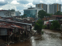 The atmosphere in a densely populated corner of Medan City, located by the banks of the Deli River in North Sumatra, Indonesia, on October 1...