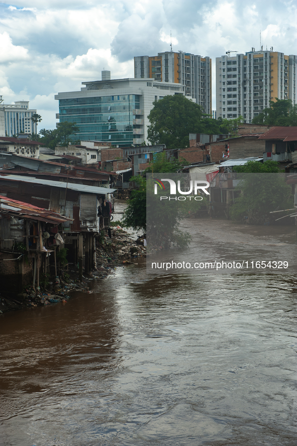 The atmosphere in a densely populated corner of Medan City, located by the banks of the Deli River in North Sumatra, Indonesia, on October 1...