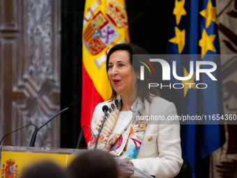 At the Air and Space Force Headquarters in Madrid, Spain, on October 10, 2024, the Minister of Defence of Spain, Margarita Robles, awards th...