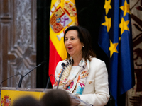 At the Air and Space Force Headquarters in Madrid, Spain, on October 10, 2024, the Minister of Defence of Spain, Margarita Robles, awards th...