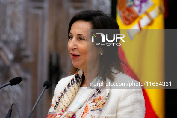 At the Air and Space Force Headquarters in Madrid, Spain, on October 10, 2024, the Minister of Defence of Spain, Margarita Robles, awards th...