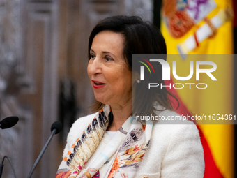 At the Air and Space Force Headquarters in Madrid, Spain, on October 10, 2024, the Minister of Defence of Spain, Margarita Robles, awards th...