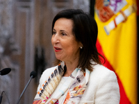 At the Air and Space Force Headquarters in Madrid, Spain, on October 10, 2024, the Minister of Defence of Spain, Margarita Robles, awards th...