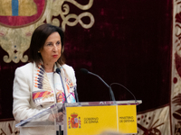 At the Air and Space Force Headquarters in Madrid, Spain, on October 10, 2024, the Minister of Defence of Spain, Margarita Robles, awards th...