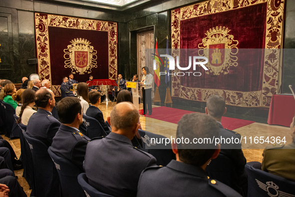 At the Air and Space Force Headquarters in Madrid, Spain, on October 10, 2024, the Minister of Defence of Spain, Margarita Robles, awards th...