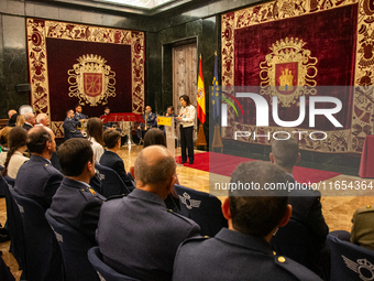 At the Air and Space Force Headquarters in Madrid, Spain, on October 10, 2024, the Minister of Defence of Spain, Margarita Robles, awards th...