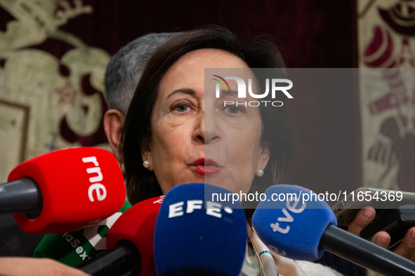 At the Air and Space Force Headquarters in Madrid, Spain, on October 10, 2024, the Minister of Defence of Spain, Margarita Robles, awards th...