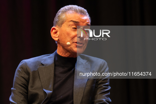 Michel Friedman, a German author, is seen on the stage during the lit.cologne 2024 special edition, the international literature festival in...