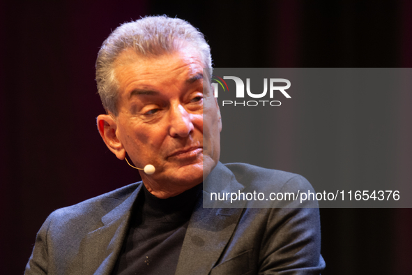 Michel Friedman, a German author, is seen on the stage during the lit.cologne 2024 special edition, the international literature festival in...