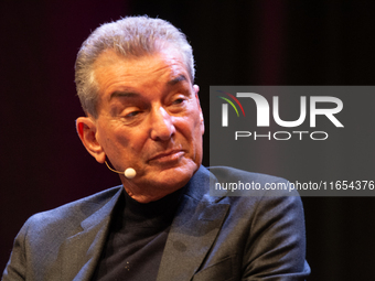 Michel Friedman, a German author, is seen on the stage during the lit.cologne 2024 special edition, the international literature festival in...