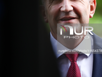 President Of Bulgaria Rumen Radev attends the opening of the exhibition at Jagiellonian Library in Krakow, Poland on October 10, 2024. (