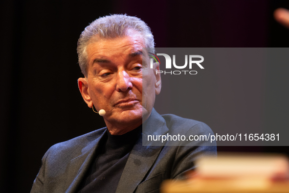 Michel Friedman, a German author, is seen on the stage during the lit.cologne 2024 special edition, the international literature festival in...