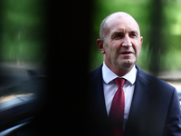 President Of Bulgaria Rumen Radev attends the opening of the exhibition at Jagiellonian Library in Krakow, Poland on October 10, 2024. (