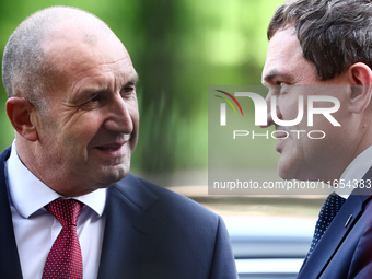 President Of Bulgaria Rumen Radev and Jagiellonian University Rector Piotr Jedynak attend the opening of the exhibition at Jagiellonian Libr...