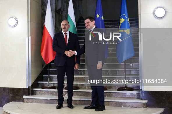 President Of Bulgaria Rumen Radev and Jagiellonian University Rector Piotr Jedynak attend the opening of the exhibition at Jagiellonian Libr...